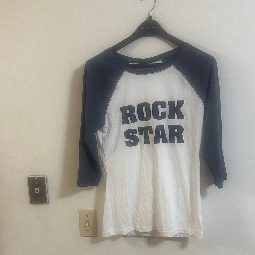 Women's Rock Star Long Sleeve Tee - White and Blue